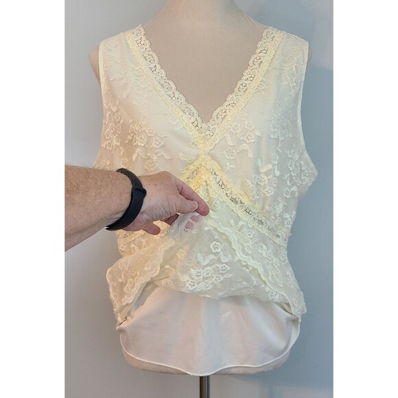 Worthington Womans 1X Lined Lace Tank Cami 1X Cream Coquette Angelic Bohemian - Picture 7 of 11
